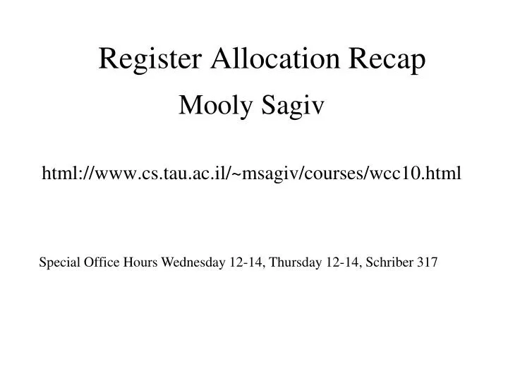 register allocation recap