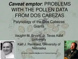 Caveat emptor : PROBLEMS WITH THE POLLEN DATA FROM DOS CABEZAS