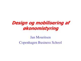 design og mobilisering af konomistyring
