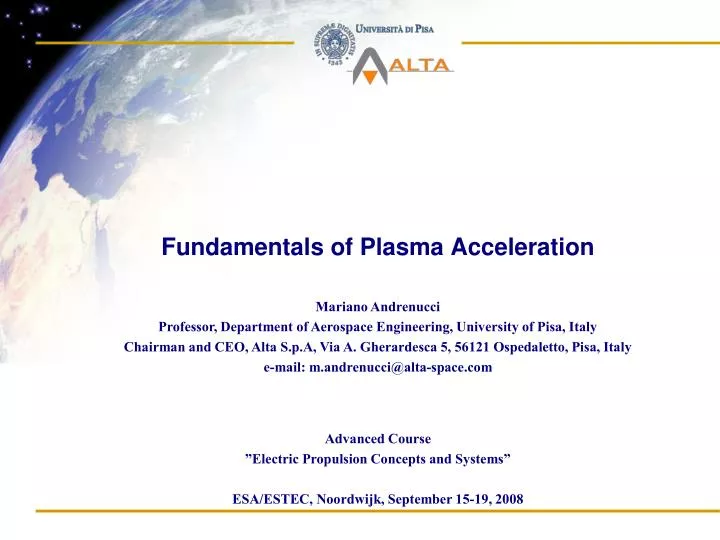 fundamentals of plasma acceleration