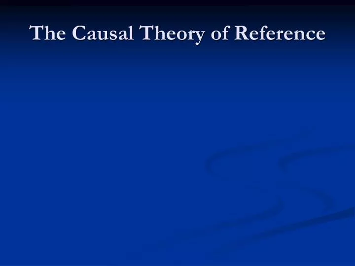 the causal theory of reference