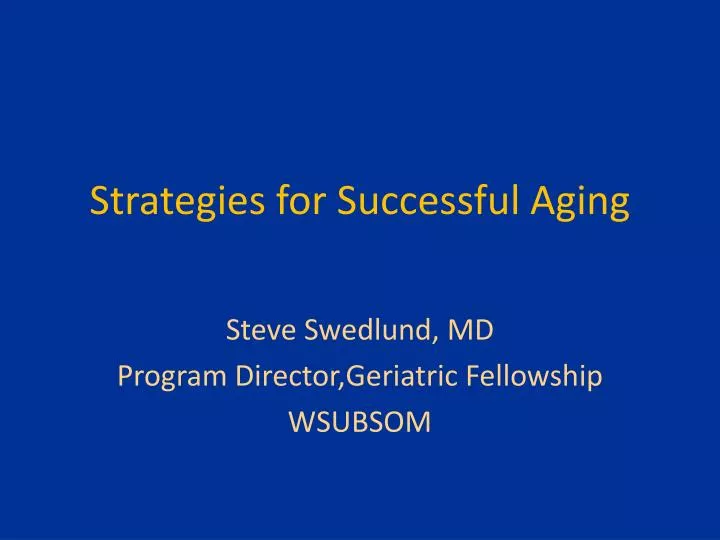strategies for successful aging