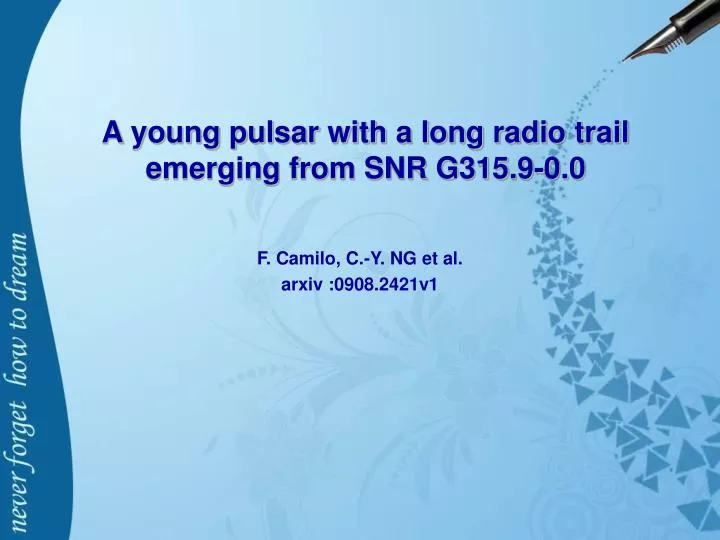 a young pulsar with a long radio trail emerging from snr g315 9 0 0