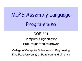 MIPS Assembly Language Programming