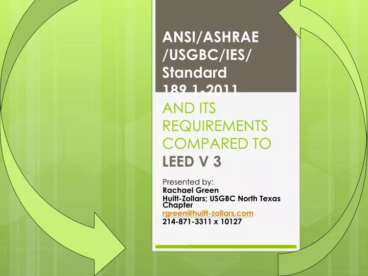 ansi ashrae usgbc ies standard 189 1 2011 and its requirements compared to leed v 3