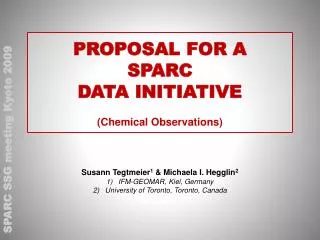 PROPOSAL FOR A SPARC DATA INITIATIVE (Chemical Observations)