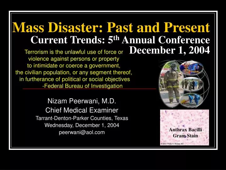 mass disaster past and present current trends 5 th annual conference december 1 2004