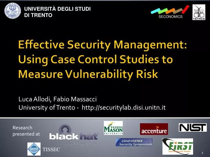 effective security management using c ase c ontrol s tudies to measure v ulnerability r isk