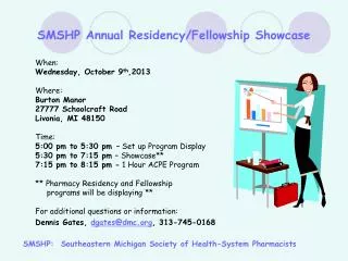 SMSHP Annual Residency/Fellowship Showcase