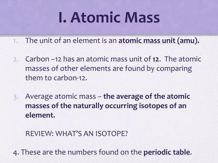 i atomic mass
