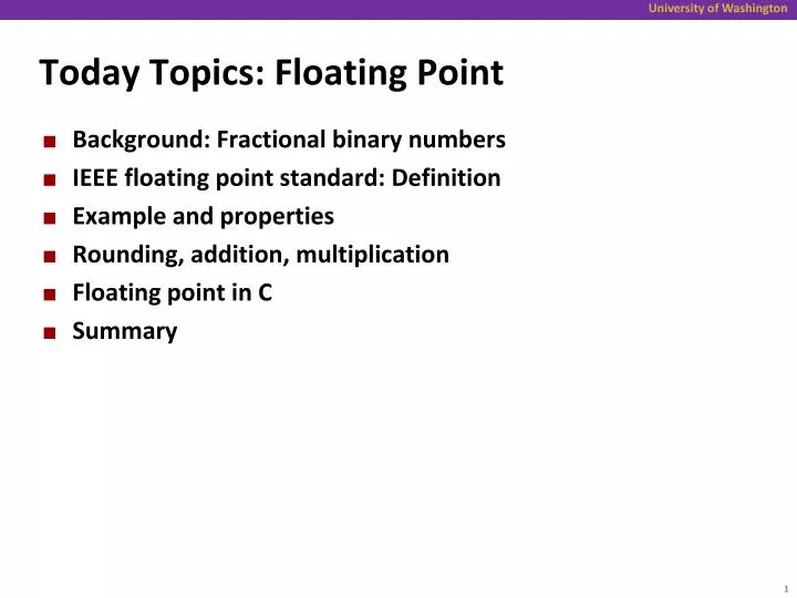 today topics floating point