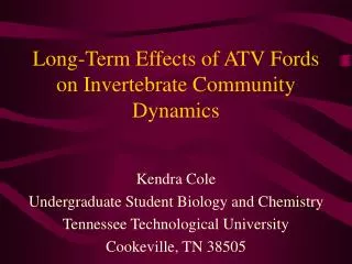 Long-Term Effects of ATV Fords on Invertebrate Community Dynamics