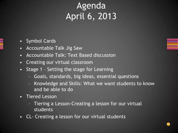 agenda april 6 2013
