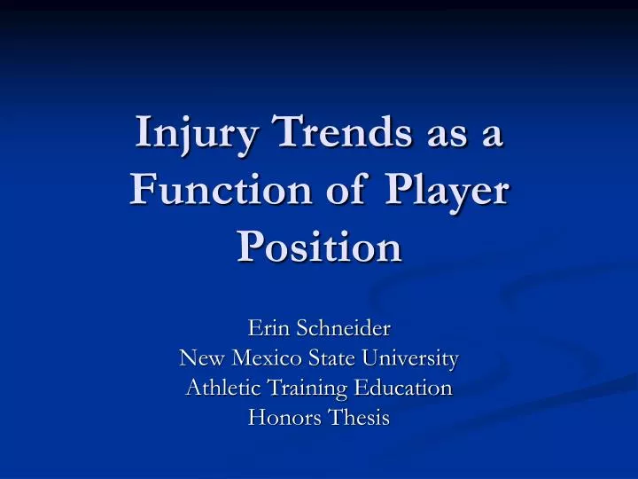 injury trends as a function of player position