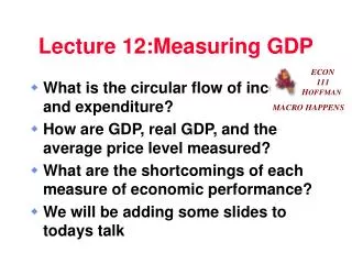 Lecture 12:Measuring GDP