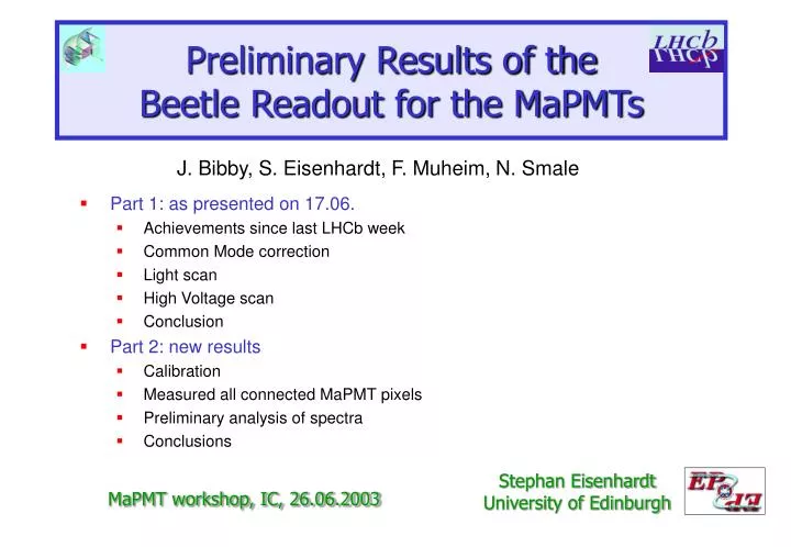 preliminary results of the beetle readout for the mapmts