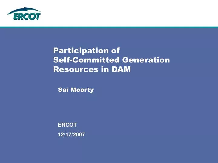 participation of self committed generation resources in dam