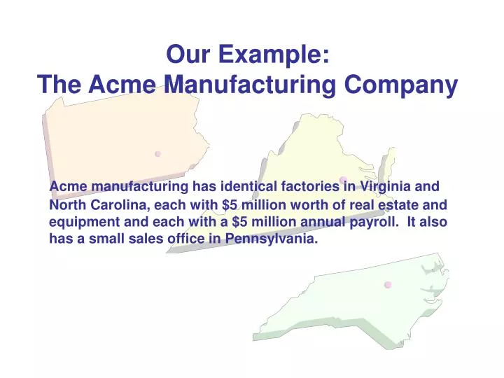 our example the acme manufacturing company
