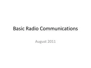 Basic Radio Communications