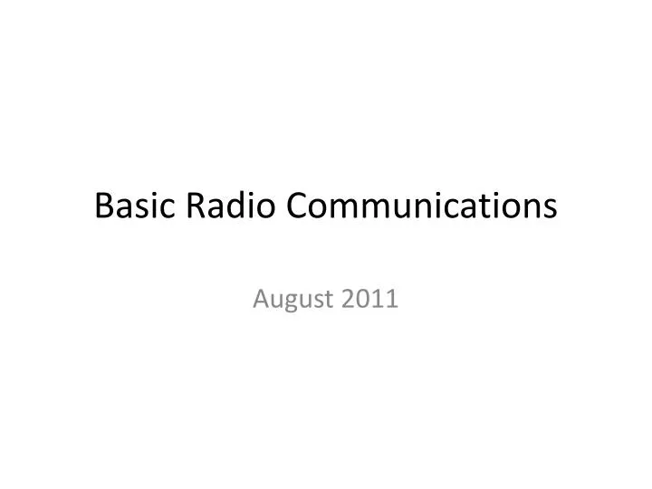 basic radio communications
