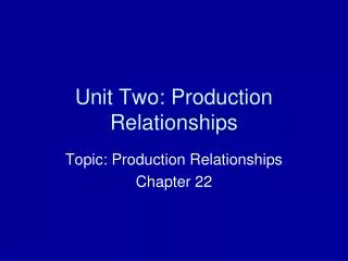 Unit Two: Production Relationships