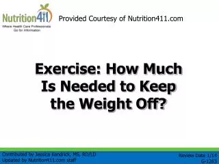 Exercise: How Much Is Needed to Keep the Weight Off?