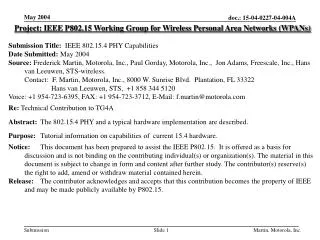 Project: IEEE P802.15 Working Group for Wireless Personal Area Networks (WPANs)