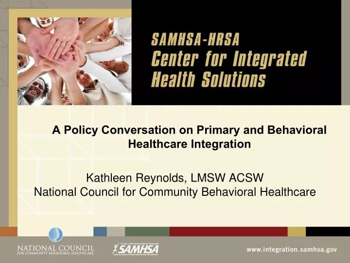 a policy conversation on primary and behavioral healthcare integration