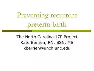 Preventing recurrent preterm birth