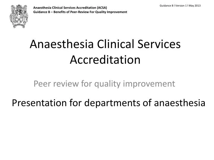 anaesthesia clinical services accreditation