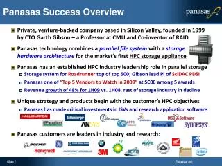 Panasas Success Overview