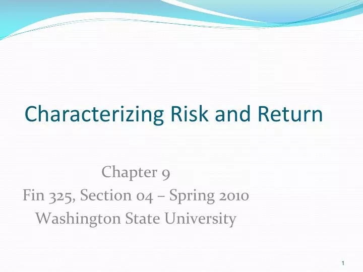 characterizing risk and return