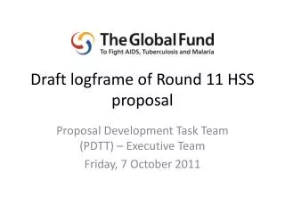 Draft logframe of Round 11 HSS proposal