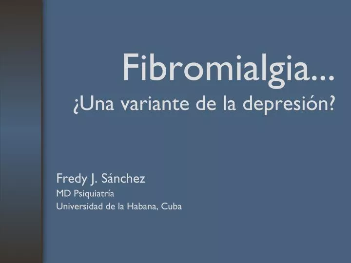 fibromialgia una variante de la depresi n