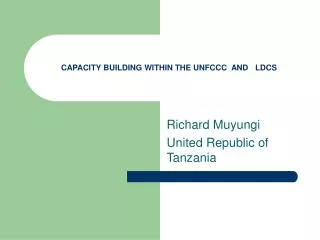 CAPACITY BUILDING WITHIN THE UNFCCC AND LDCS