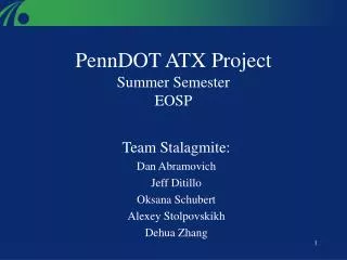 PennDOT ATX Project Summer Semester EOSP