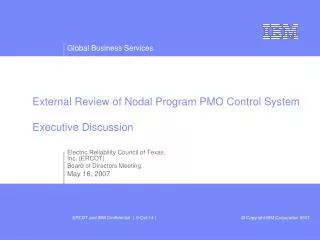 External Review of Nodal Program PMO Control System Executive Discussion