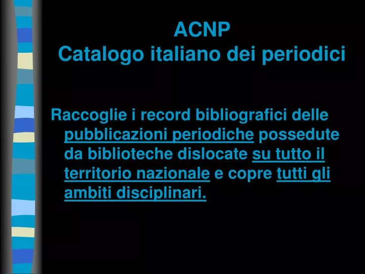 acnp catalogo italiano dei periodici