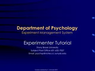 Department of Psychology Experiment Management System