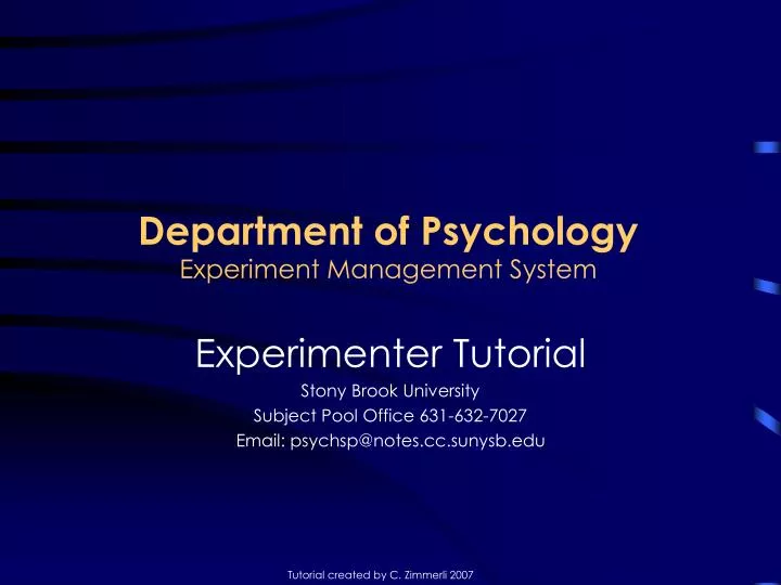 department of psychology experiment management system
