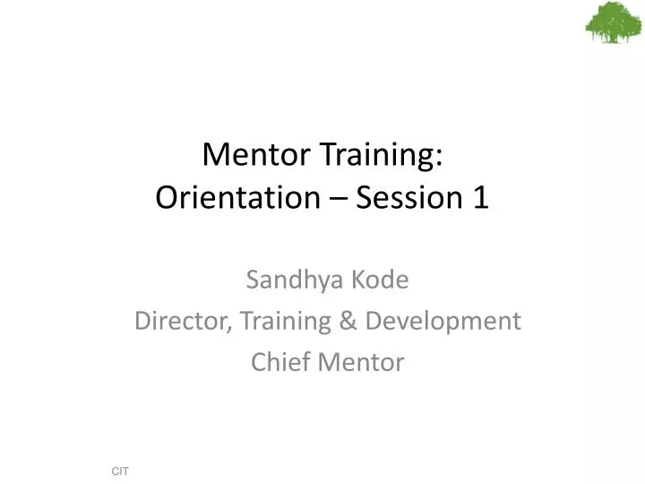 mentor training orientation session 1