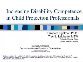 Increasing Disability Competence in Child Protection Professionals