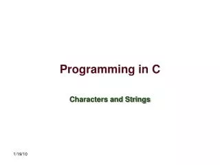 Programming in C