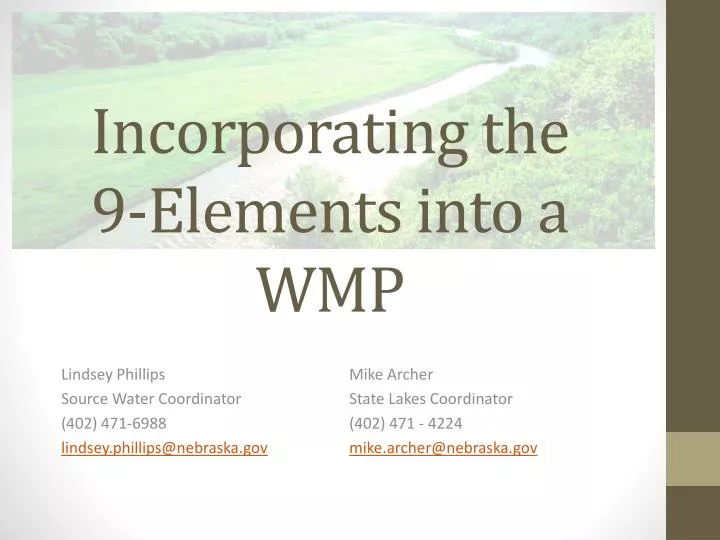 incorporating the 9 elements into a wmp