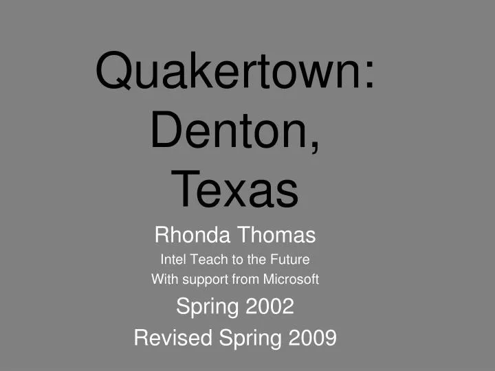 rhonda thomas intel teach to the future with support from microsoft spring 2002 revised spring 2009