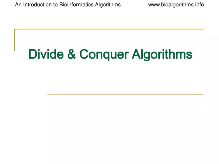 divide conquer algorithms