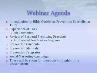 Webinar Agenda