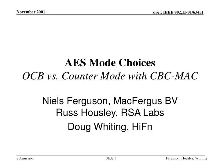 aes mode choices ocb vs counter mode with cbc mac