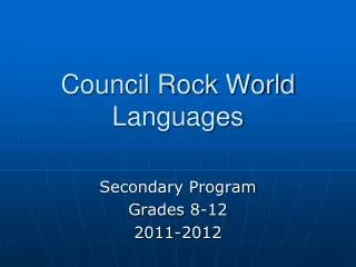 Council Rock World Languages