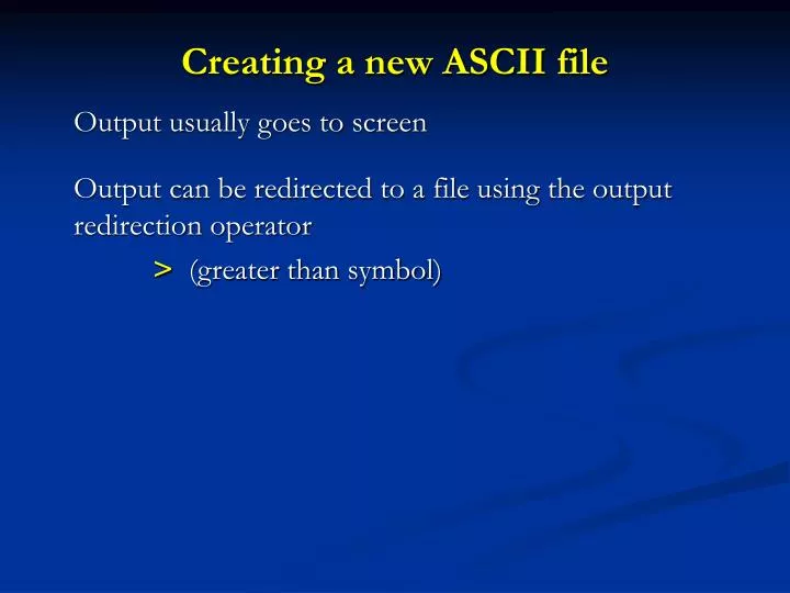 creating a new ascii file